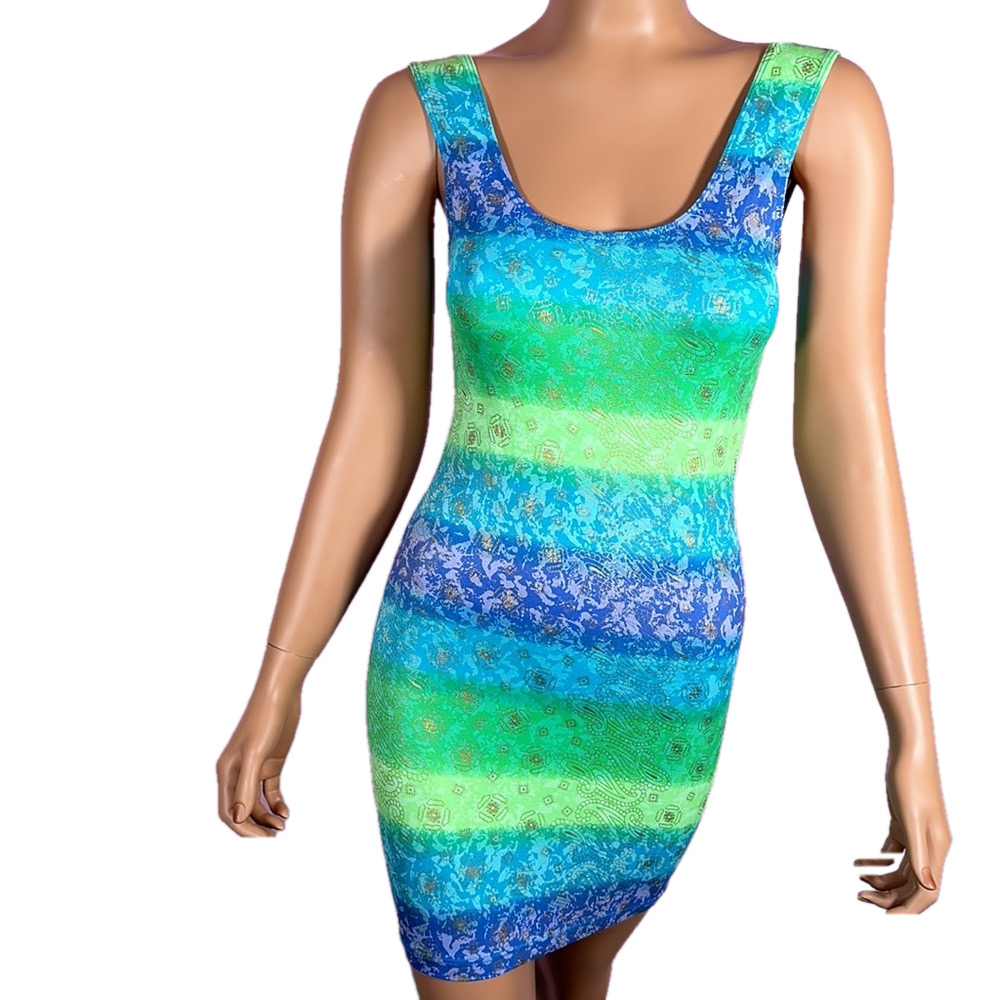 Y2K CARABELLA COLLECTION Pool Side sexy mini dress bright colors paisley